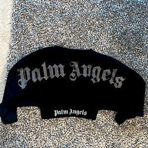 Palm Angels cropped rhinestone shirt